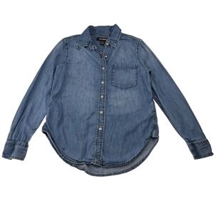Joe Fresh Chambray Button Down Shirt Blue Denim Long Sleeve Casual Small
